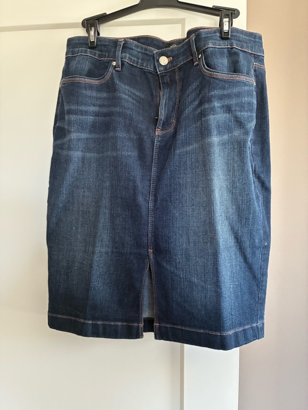 White House Black Market Dark Blue Denim Midi Skirt